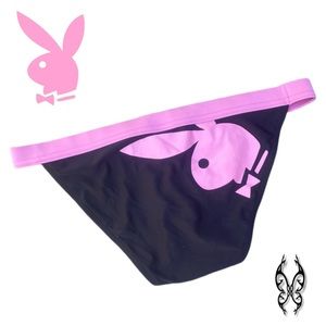 Y2K PLAYBOY Pink and Black Bikini Bottoms